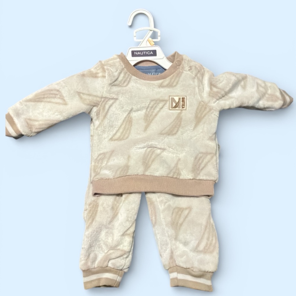 Nautica Cream and Tan Baby Set